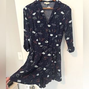 ModCloth Rain, Umbrella, Romper, Navy Blue, SM